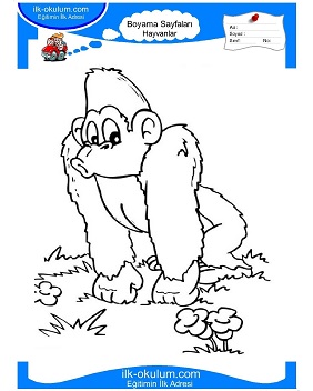 Çocuklar İçin Goril Boyama Sayfaları 